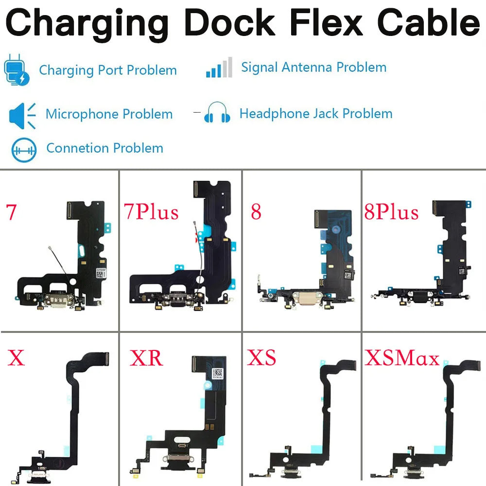 iPhone 7 8 X XR XS Max Charging Port Dock Flex Cable + Mic