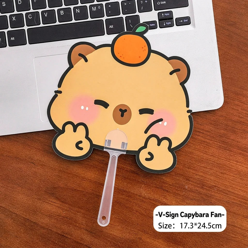 Cute Cartoon Capybara Die-cut Handheld Fan Portable PP Plastic Small Cooling Fan for Summer Outdoor Kids Gift Oasis Select Multi-Color-1