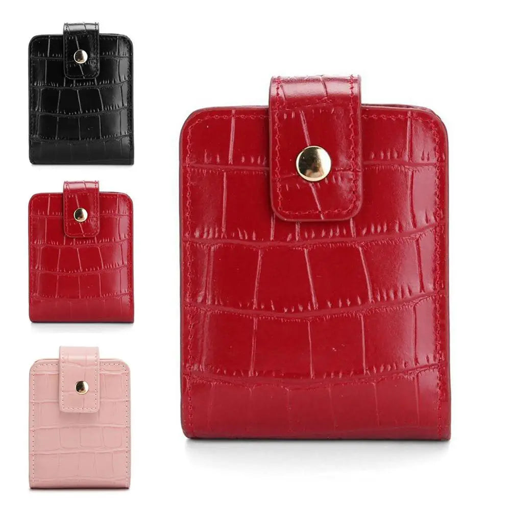 PU Lipstick Case Holder with Mirror Lipstick Holder Makeup Travel Cases Organizer Bag Mini Handheld Lipstick Pouch for Women Oasis Select