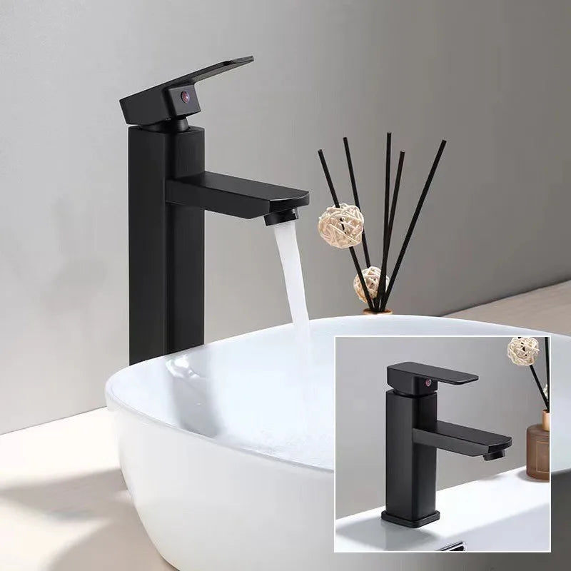 ABS Bathroom Faucet Hot Cold Mixer Tap Deck Mounted Basin Faucets Black Square Washbasin Sink Bathtub Faucet Oasis Select