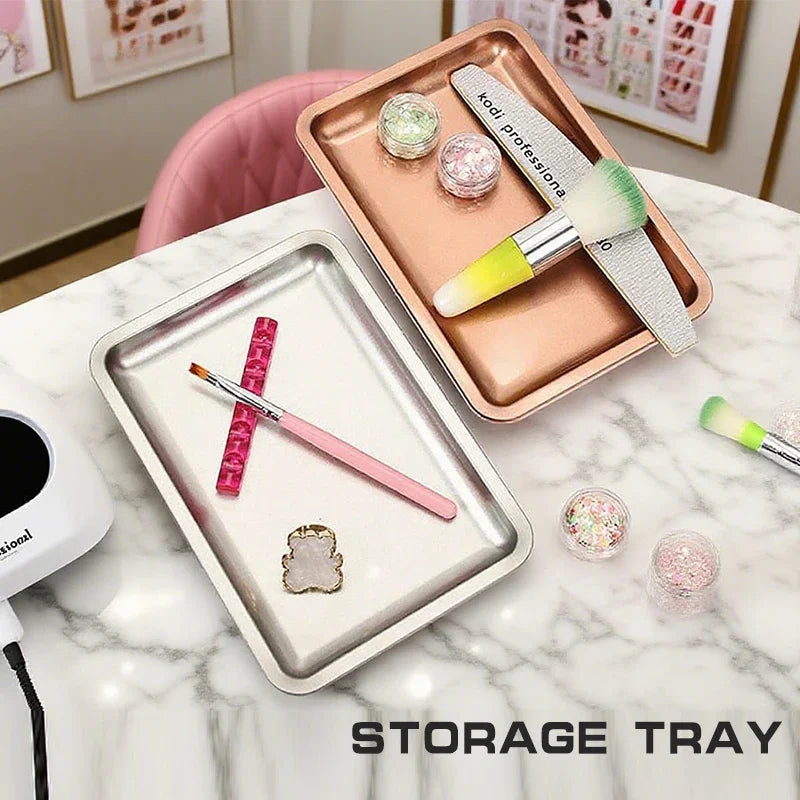 Stainless Steel Cosmetic Storage Tray Jewelry Tray Plate Doctor Surgical Tray Desktop Storage Tool Metal Fack Nail Art Tray Oasis Select