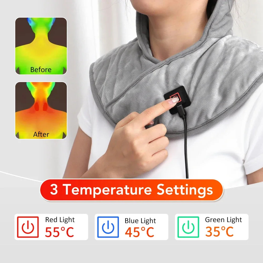 USB Heated Shoulder & Neck Wrap – 3 Heat Levels | Hailicare