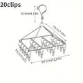 Stainless Steel Laundry Clothes Rack with Clip, Polished Metal Rotating Hook, Windproof Lock Design, Detachable Clip Oasis Select 20 clips