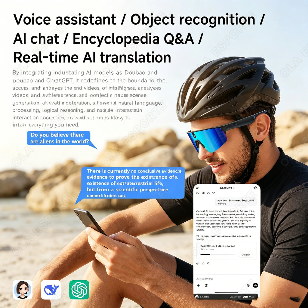 8MP Smart Cycling Glasses 1080p Camera WiFi BT AI Translator