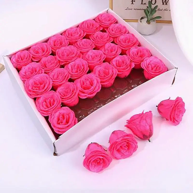 10Pcs Fairy Simulation Crystal Rose DIY Fake Flower Heads Valentine's Day Sparkling Rose Family Atmosphere Decoration Oasis Select Dark pink 10Pcs