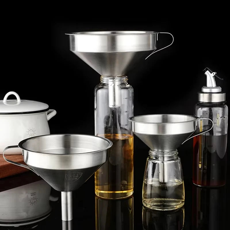Funnel Kitchen 304 Stainless Steel Funnel Oil Liquid Funnel with Strainer Small Metal Food Oil Filter for Bottle Kitchen Gadgets Oasis Select