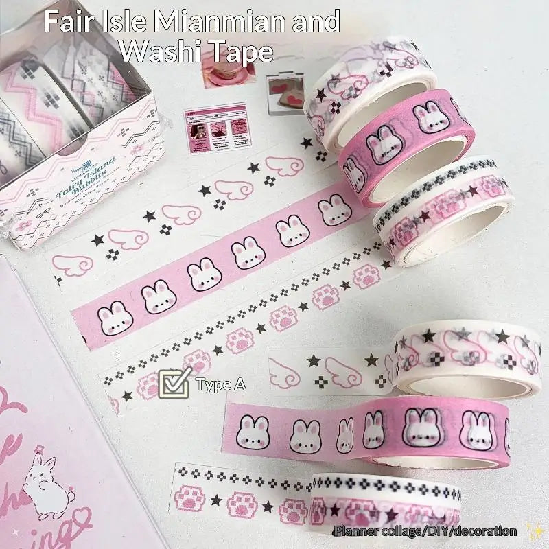 2/3Pcs INS Style Decorative Tape Set Wing Bow Grid Pattern Cute Adhesive Tapes for DIY Scrapbooking Journaling Craft Projects Oasis Select I