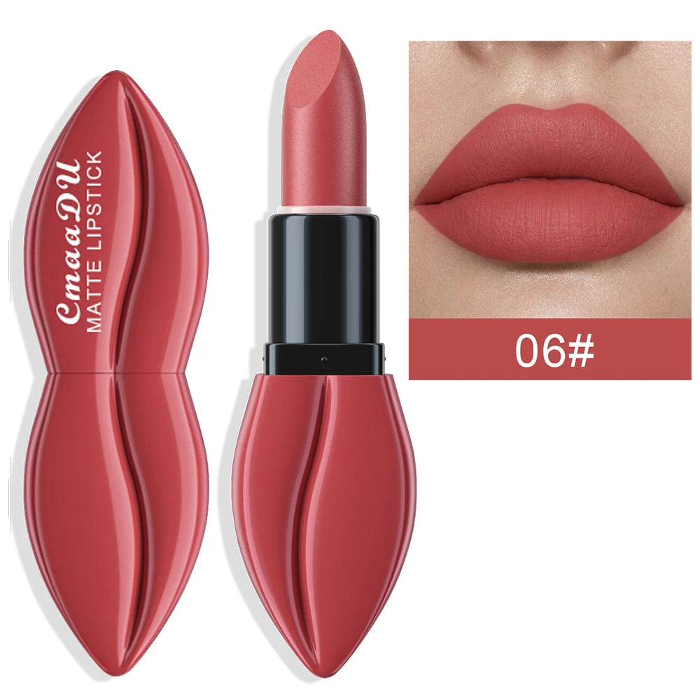 1pcs Matte Lip Gloss Lipstick, High Pigment Waterproof Velvet Long Lasting, Deep Red, Nude, Y2K Christmas Valentine's Day Gifts Oasis Select 06 Full Size