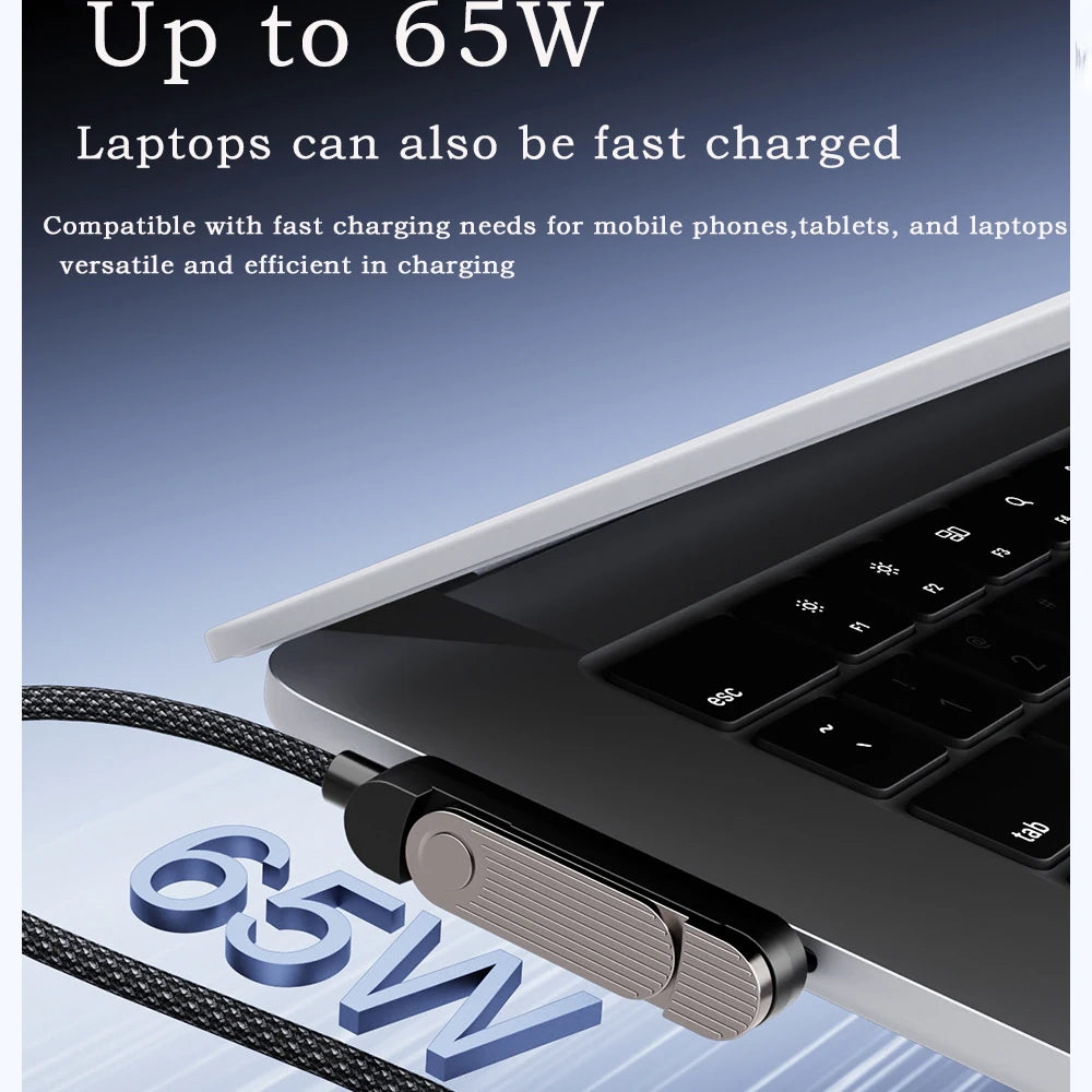 1.5M Folding Bracket Data Cable USB A Type C To Type C Charging Cable 65W Fast Charging Three Fold Holder Data Transmission Oasis Select