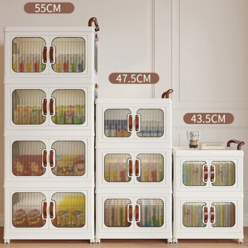 Light luxury cream wind cart storage cabinet, installation-free storage cabinet, double door multi-layer thickened storage box Oasis Select