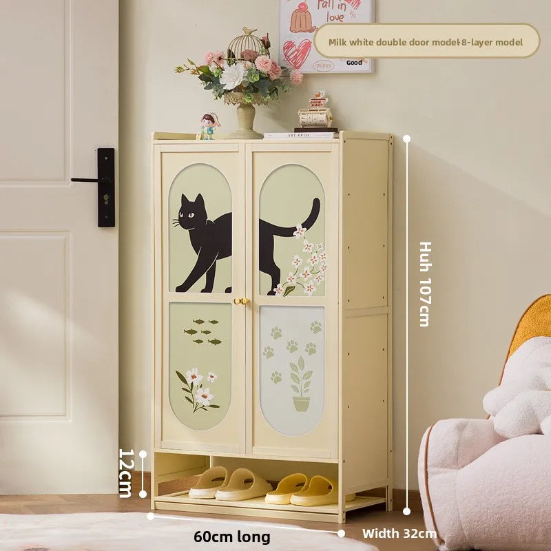 Cat shoe cabinet, multi-layer entry shoe rack at the door of the home, large capacity storage storage cabinet, small narrow Oasis Select Double door 8