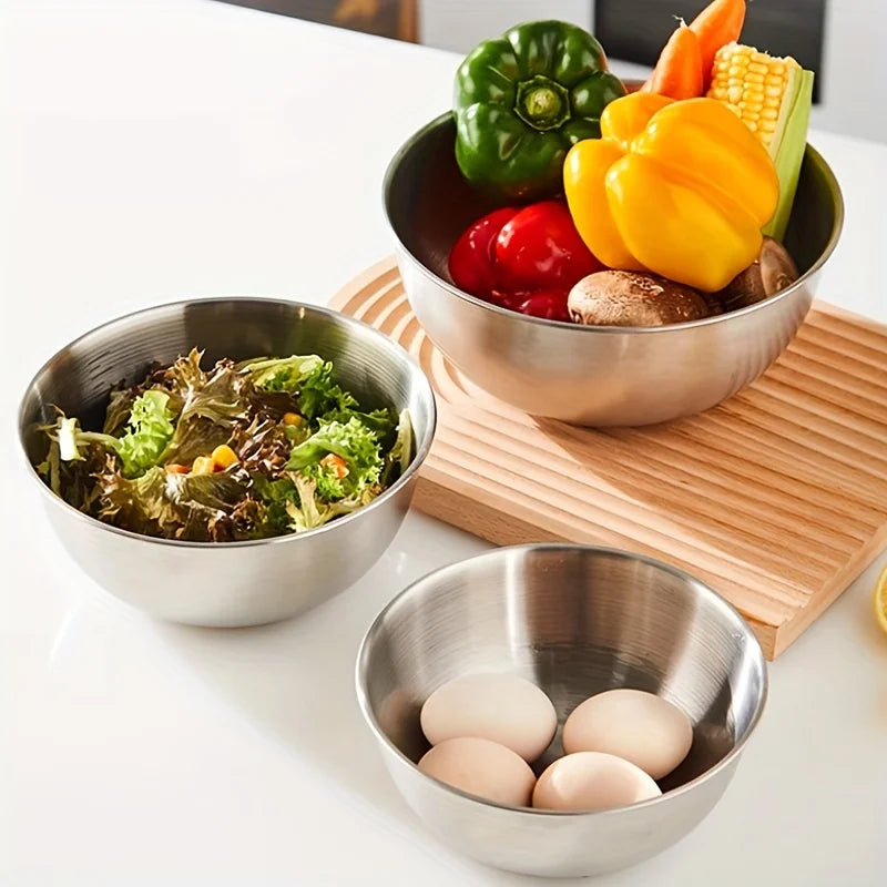 Set of 3 Stainless Steel Mixing Bowls with Measurements, Suitable for Home Use, Thickened for Mixing and Kneading,Ideal for Eggs Oasis Select