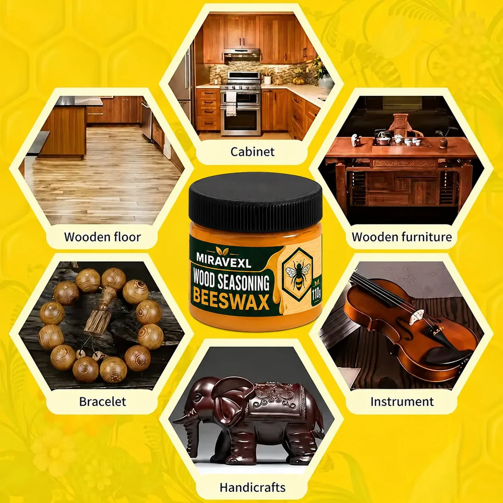 Wood Seasoning Beeswax 30g/110g Furniture Polish Wax Kit with Sponge 10 Lazy CleaningGloves for Wood Care Maintenance Clean Kit Oasis Select