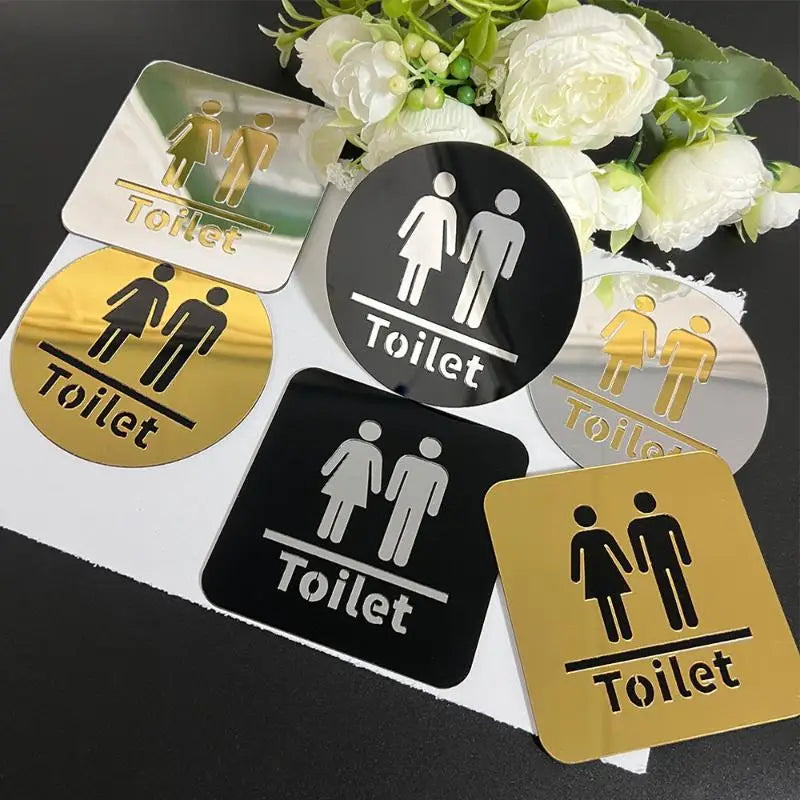 3.94-inch Acrylic Toilet Sign For Men And Women, Bathroom Identification, Round And Square Toilet Mirror Decals For Home Decor. Oasis Select