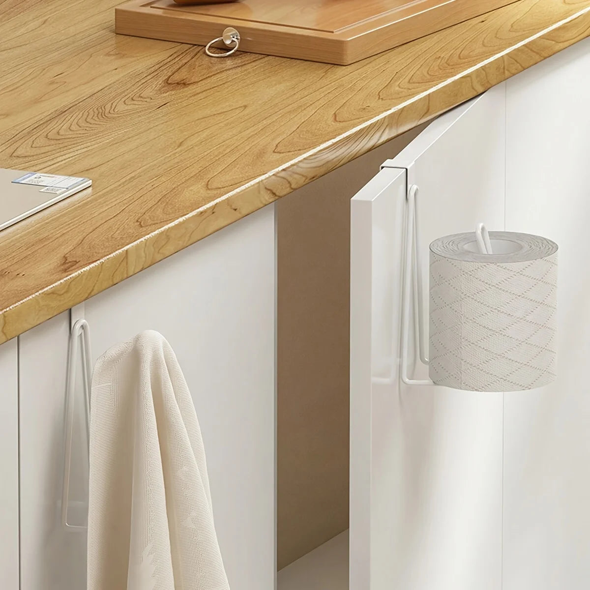 Toilet Paper Holder - Easy Install Wall Mount Bathroom Tissue Roll Hanger with Painted Finish Space Saving No-Drill Design Oasis Select