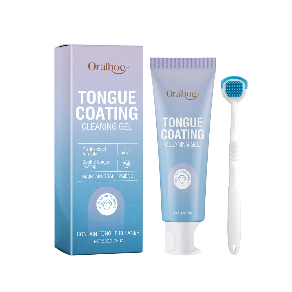 Tongue Cleaner For Remove Tongue Coating Inhibit Oral Bacteria Improve Bad Breath Freshener Tongue Cleansing Gel Toothbrush Set Oasis Select 1set boxed