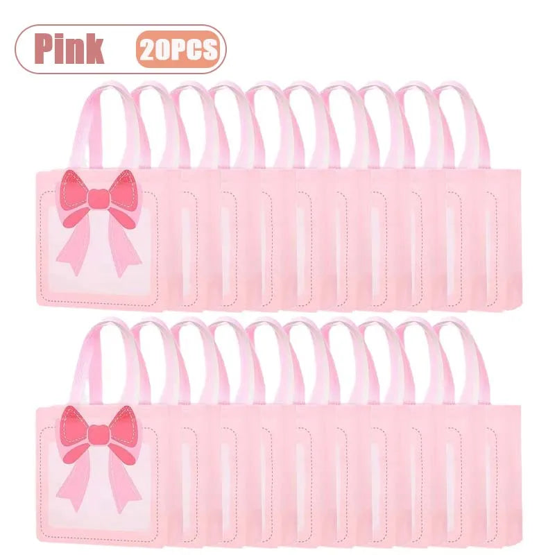 1-20PCS Valentine‘s Day Gift Bags Premium Non-Woven Tote for Birthday Party Favors Handmade Treat Bags Elegant Favor Bags Oasis Select Pink-20PCS