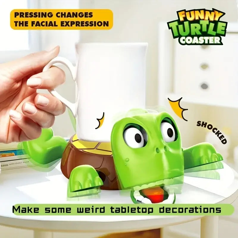 1PC Funny Turtle Coaster with Pressing Eyes Plastic Desk Decor Perfect Gift for Teens & Adults Mixed Colors Turtle Decor Oasis Select