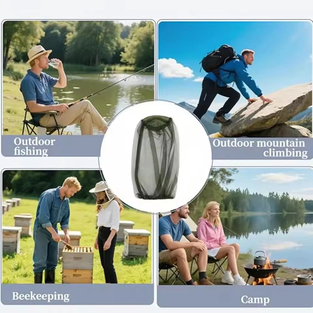 Mosquito Head Net Hat – Bug Face Shield for Hiking & Camping