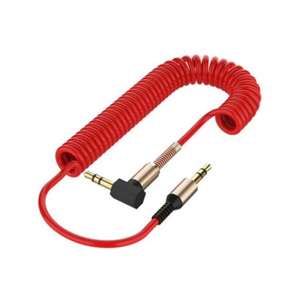 Jack Cable Male To Male Stereo 3.5 mm To 3.5mm Plug Gold-plated Plug Spring Cable Audio Cable Aux Cable Car Aux Cord Audio Wire Oasis Select red