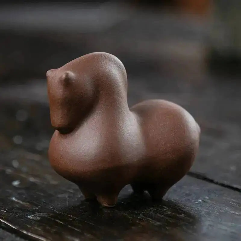 Yixing Zisha Tea Pet Tangma Small Ornament Cartoon Faceless Horse Success Sculpture Tea Set Creative Ceramic Oasis Select Purple