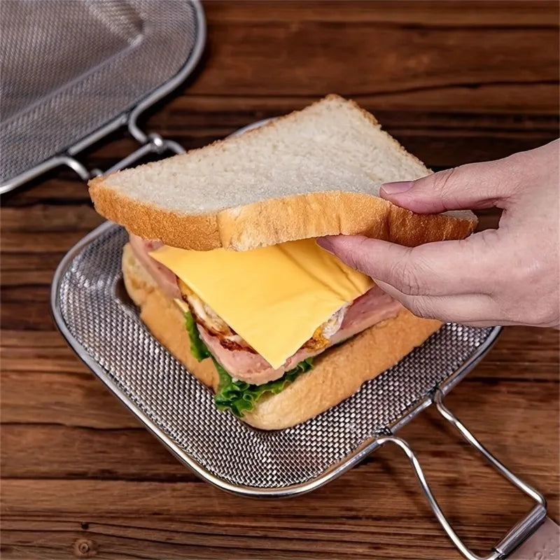 1pc Stainless Steel Sandwich Toaster Grill Pan Sandwich Clip Bread Heating Oven Accessories Baking Tool Non Stick Cooking Grid Oasis Select