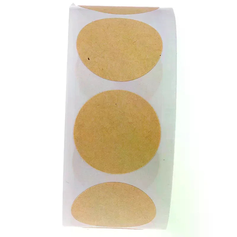 2.5cm 500PCs/Roll Kraft Round Stickers Self-adhesive Label Paper Sticker Classification Name Personalized Labels Stickers Oasis Select