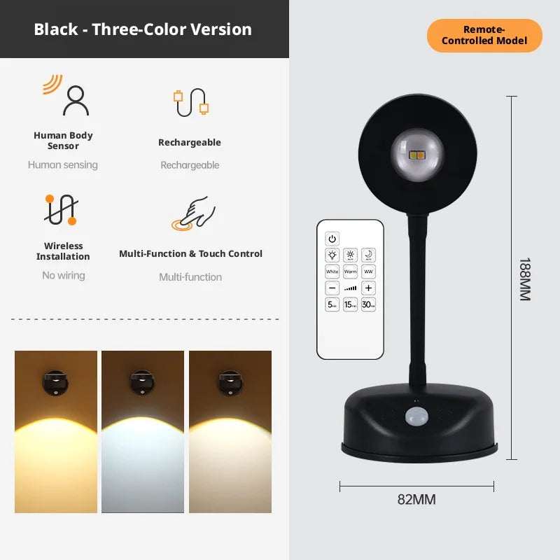 Rechargeable LED Wall Spotlight – Motion Sensor & Remote Control