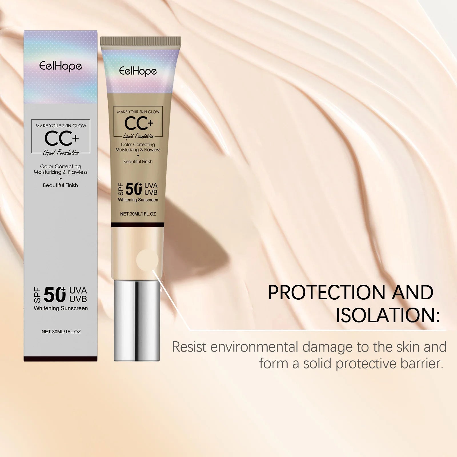 Eelhope CC Cream SPF 50 – Lightweight, Full Coverage & Brightening CC Cream SPF 50 Oasis Select