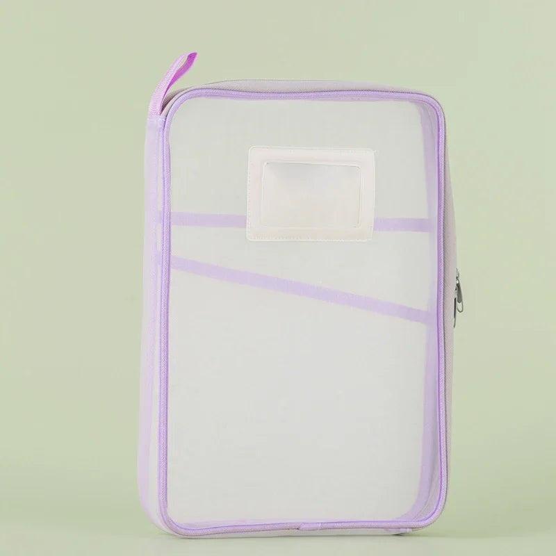 A4 Stationery Storage Bag Double-layer Mesh Zipper Bag Large Capacity Organizer Folders School Office Supplies Stationary Bag Oasis Select purple 31x23.5x4cm