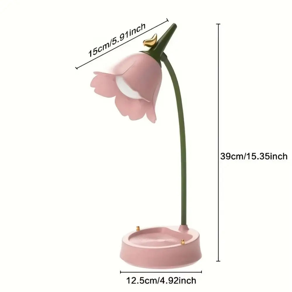 Flower LED Desk Lamp | Touch Dim, 3 Colors, USB Rechargeable