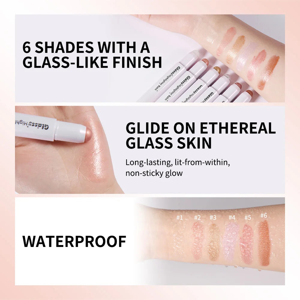 Glassy Highlighter Balm Brighten Complexion Deep Hydration Long Lasting Wear Highlighting Cream Eye Cheek Lip Body Glossy Pen Oasis Select