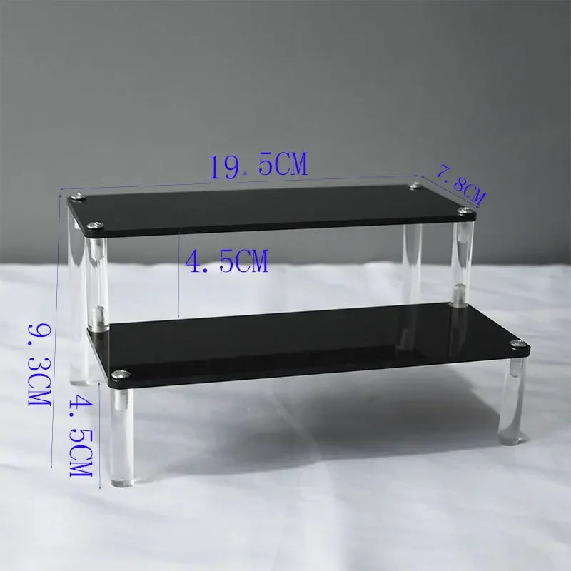 1–5 Tier Acrylic Display Stand | Riser Shelf Rack – Clear & Black
