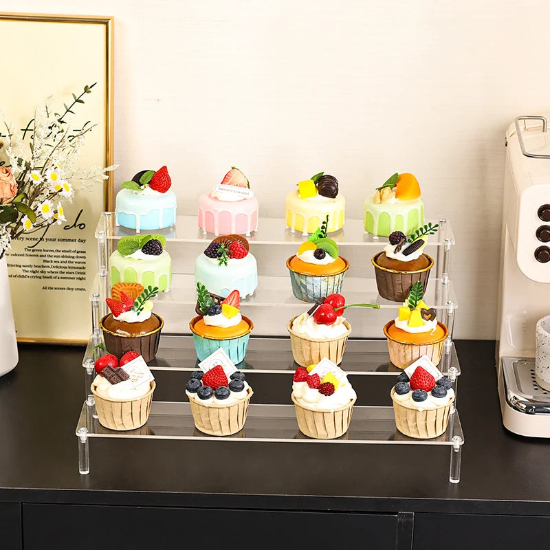 1pc Multifunctional Acrylic Transparent Stepped Cake Stand Paper Cup Cake Dessert Display Stand Suitable for Parties Oasis Select