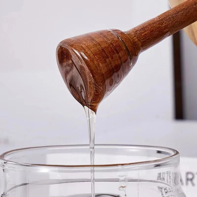 High Borosilicate Glass Honey Jar Made of Solid Wood with Stirring Rod Jam Food Storage Jar Stylish Wooden Lid Durable Oasis Select