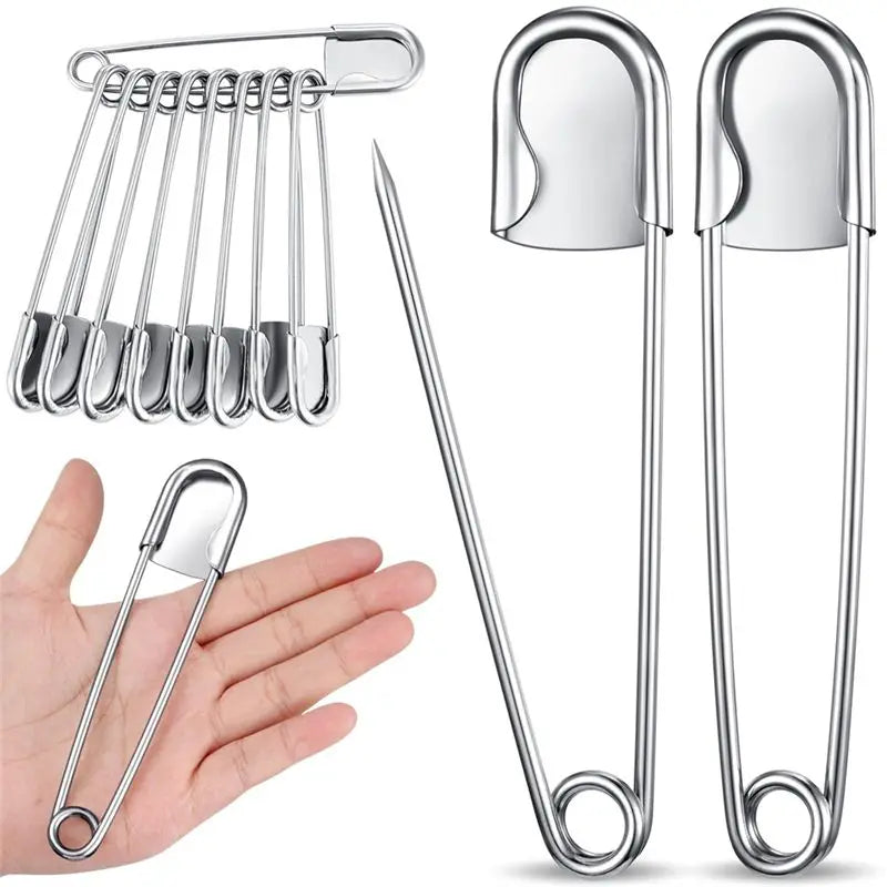 LIKE WISH 10 Pcs 5 Inch Jumbo Stainless Steel Pins Large Heavy Duty Huge Strong Laundry Pins For Upholstery Sewing Quilting Oasis Select Silver