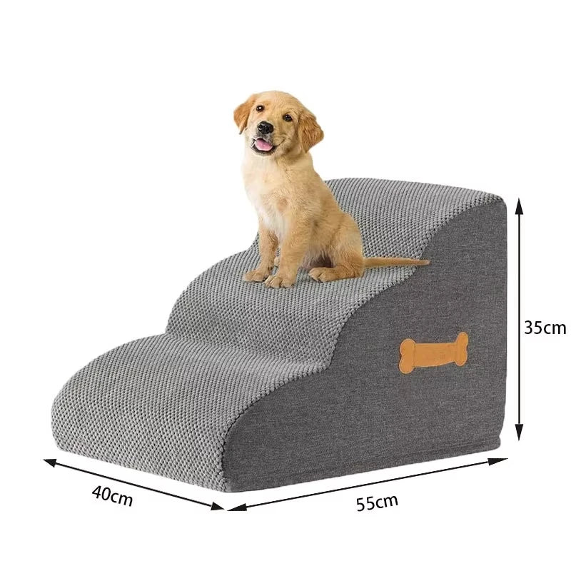 Pet 2/3 Steps High Density Foam Dog Secure Stairs Ramps Non-Slip Pet Steps for Older Dogs Pet with Joint Pain Sofa Bed Ladder Oasis Select 3 step