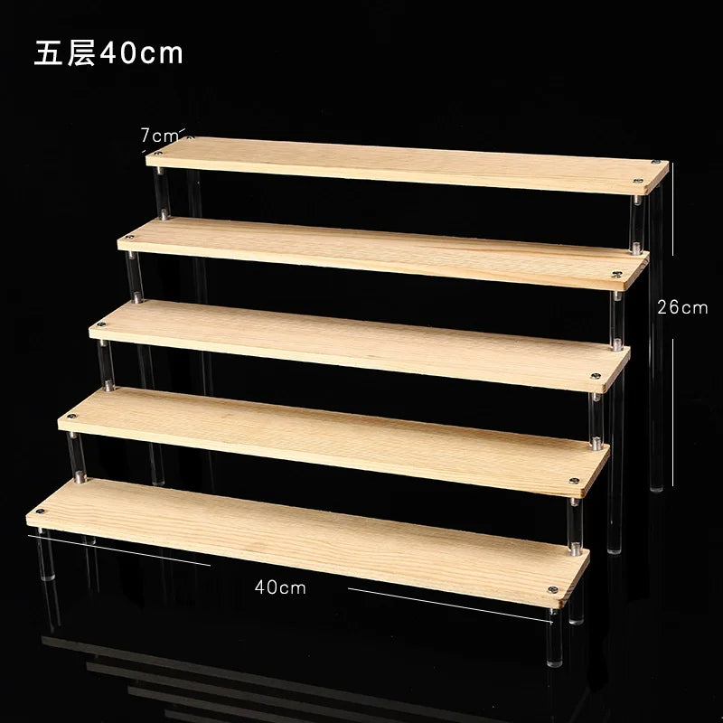Wooden Multi-Layer Step Display Stand for Figures & Blind Box