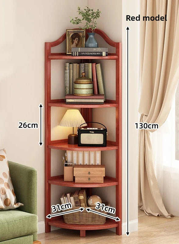 Corner Cabinet Triangle Corner Cabinet Indoor Shelf Shelf Living Room Floor Locker Modern Simple Storage Rack Oasis Select red-5