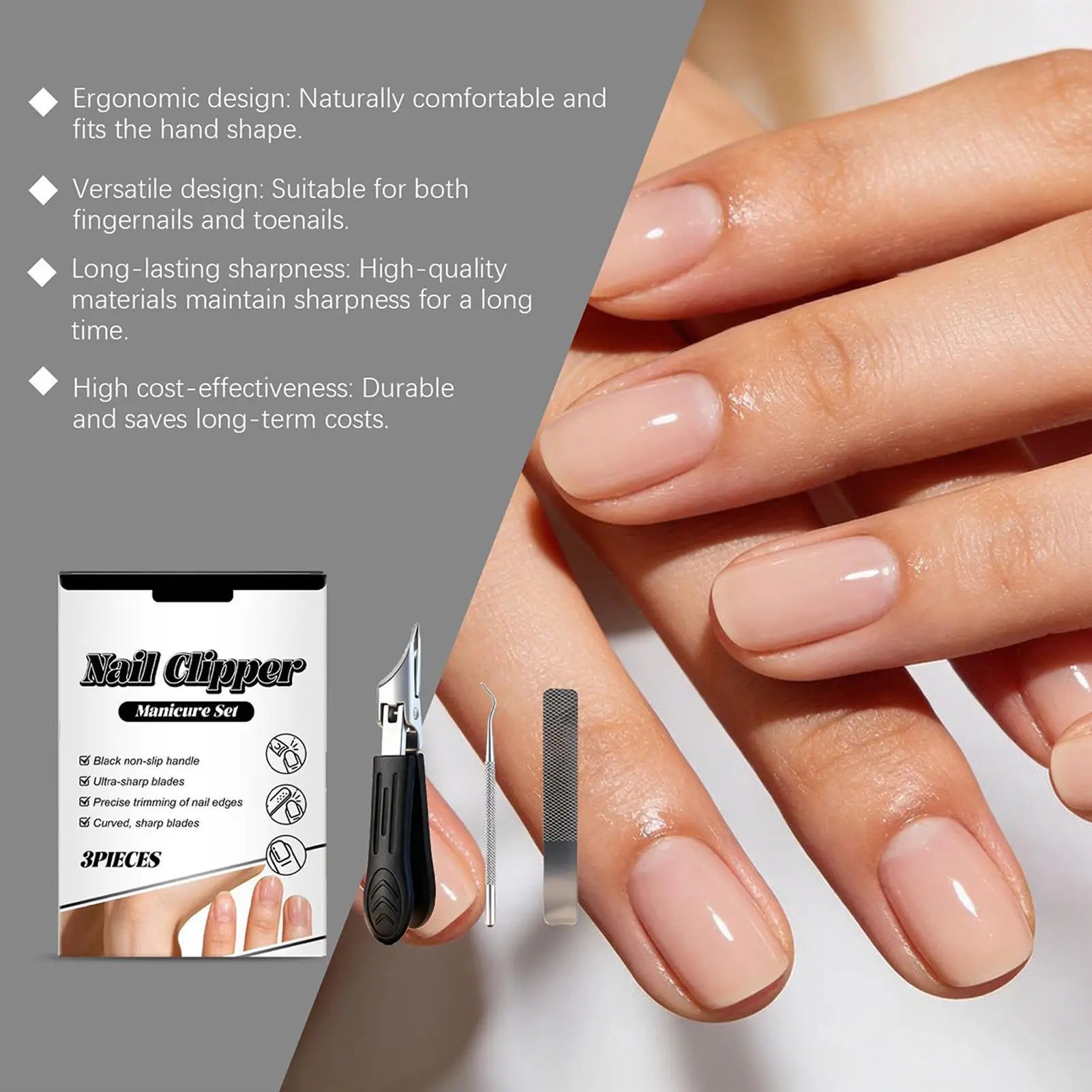 Angled Nail Clippers | Wide Opening Anti-Splash Trimmer Set Nail Clipper Set Oasis Select