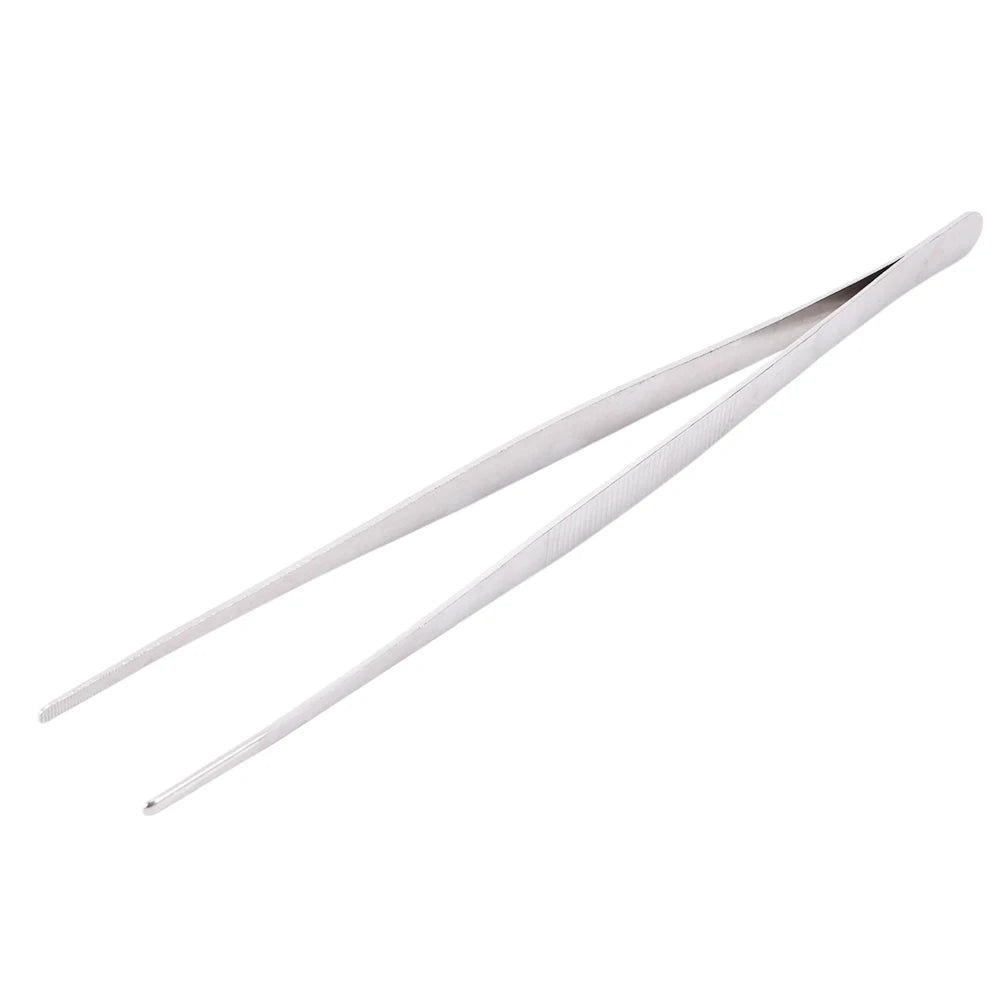 25CM/30CM Toothed Tweezer Straight Tweezer Long Barbecue Food Tong Stainless Steel Home Garden Kitchen BBQ Tool Oasis Select 25cm Sliver