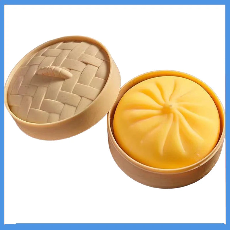 Colorful Dumpling Squishes Stress Balls Fidget Sensory Toys Simulation Food Squishies Bun with Steamer Squeeze Dough Ball Gifts Oasis Select D One Size