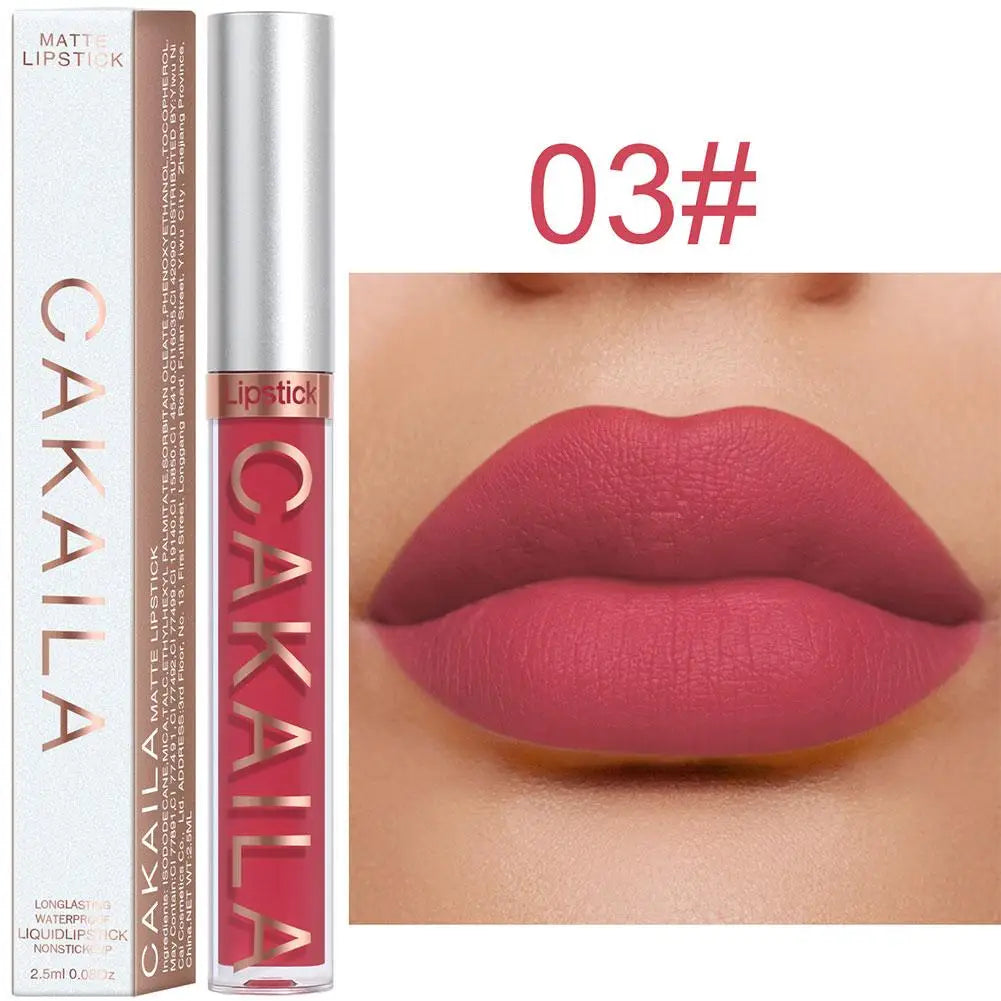 CAKAILA Nude Liquid Lipstick Set Velvet Matte Lip Gloss Sexy Red Lipstick Nude Women Long Lasting Waterproof Lipstick Cosmetic Oasis Select 03