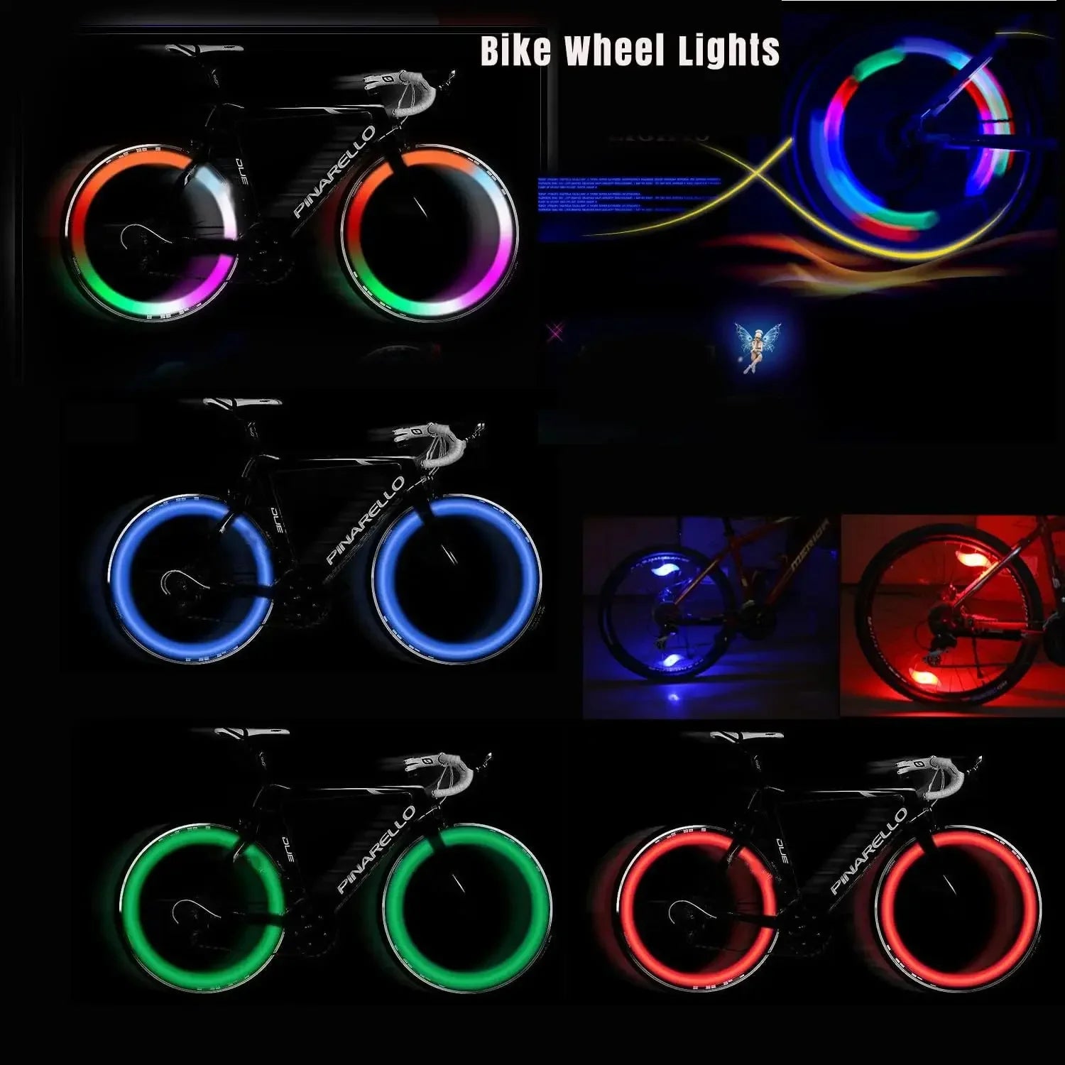 LED Bike Wheel Light 3 Mode Bike Wheel Spoke Light Waterproof Bike Safety Warning Tire Light Easy To Install Bicycle Accessories Oasis Select