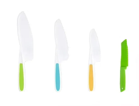 Kids Cooking Cutter Set Kids Knife Toddler Cutter Plastic Cake Fruit Knives Children DIY Peeler Tools Kitchen Accessories Oasis Select 4PCS