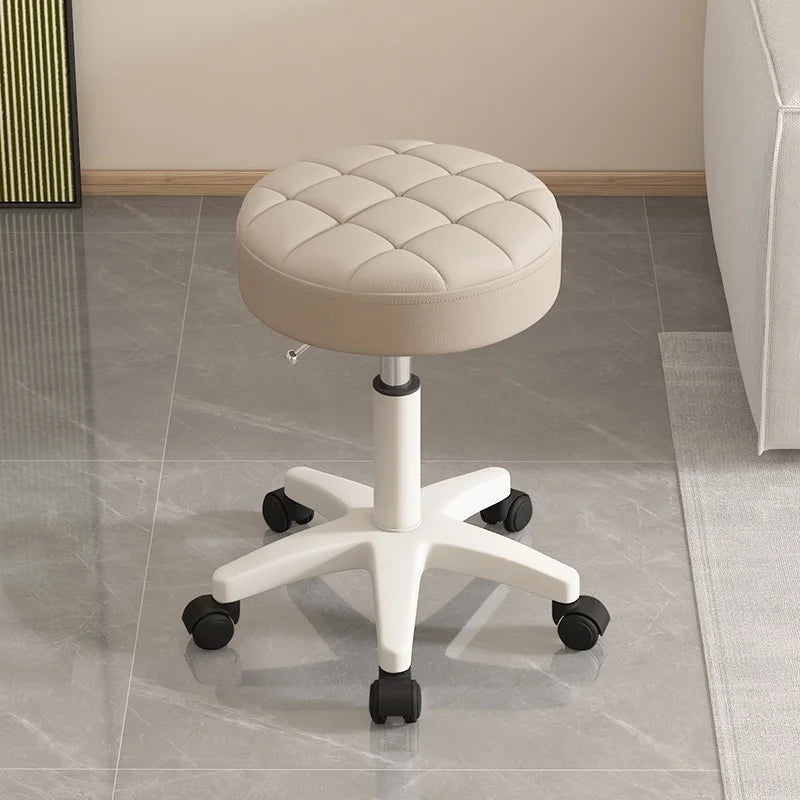 Massage stool Beauty salon stool Lifting rotating round stool Hair manicure Barber shop stool Round stool with wheels Oasis Select Off-white