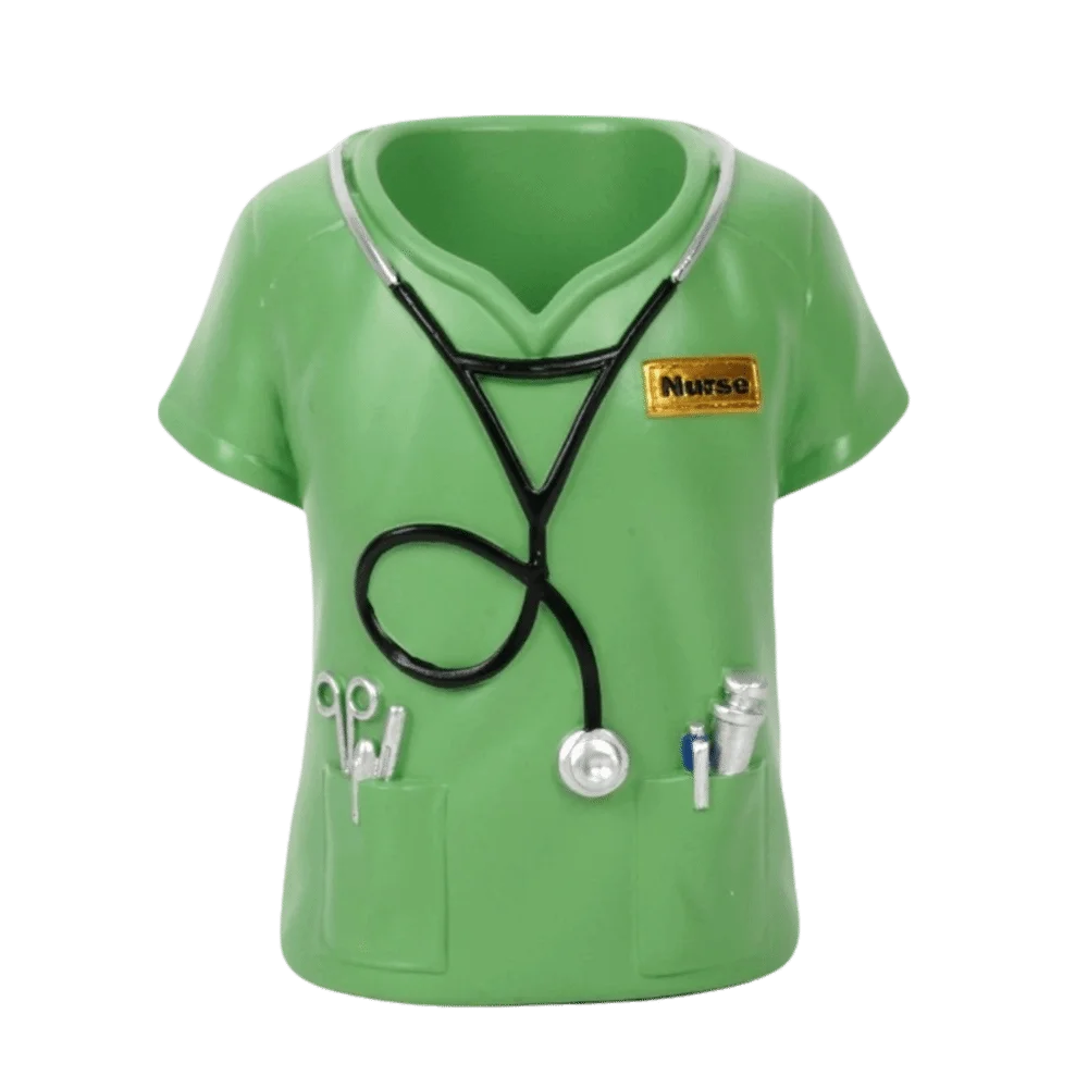 Creative Doctor's Coat-Shaped Pen Holder With Stethoscope Decoration Practical Doctor White Coat Pencil Holder Oasis Select Green