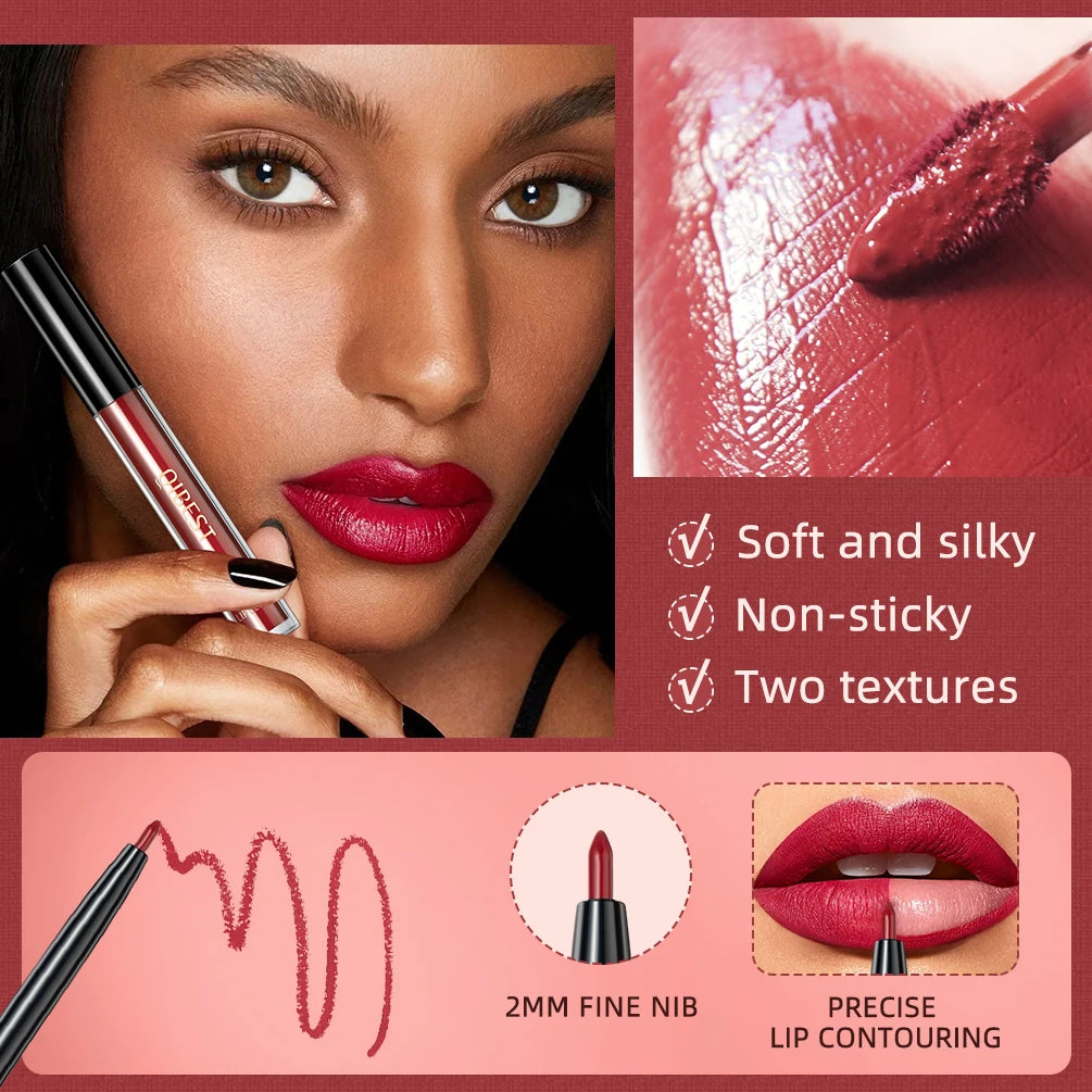 QIBEST 3-in-1 Matte Lipstick, Lip Liner & Gloss Set