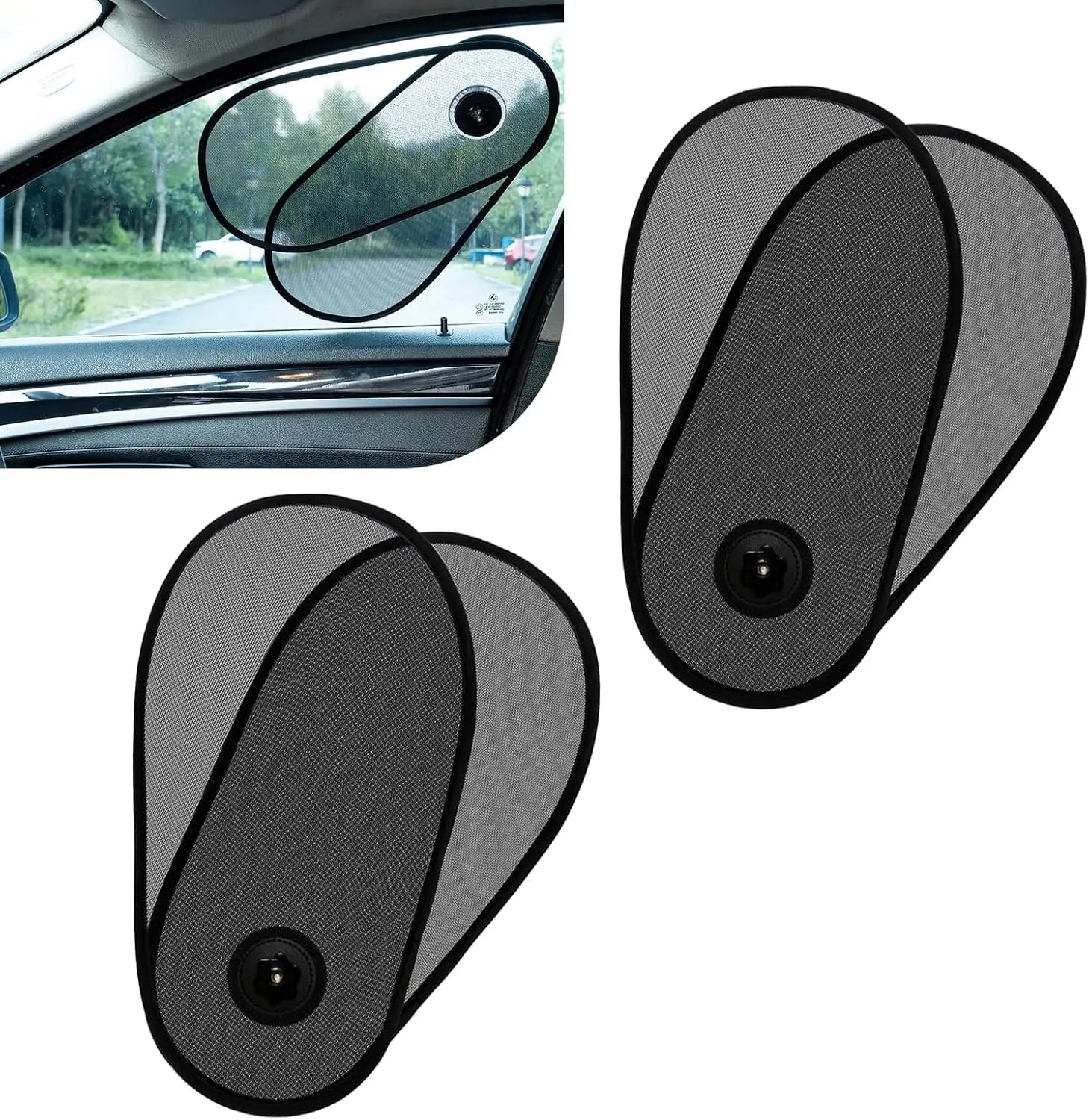 Breathable Mesh Car Window Shade for Baby Adjustable Rotatable Sun Blocker Driver Side Suction Cups Glare UV Protection Oasis Select