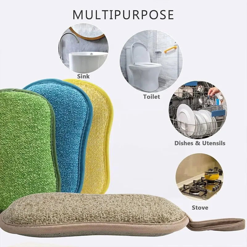 5pcs Multi-Functional Sponge Wipes - Washable & Reusable Kitchen & Bathroom Cleaning Brushg Tools, Dishwashing Accessories Oasis Select